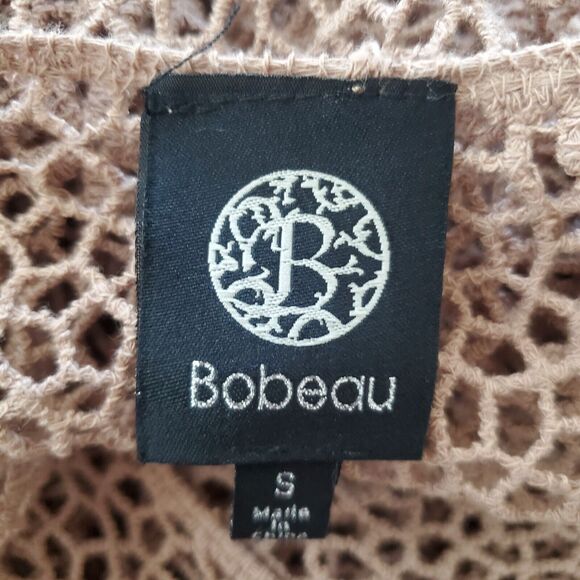 Bobeau Crochet Knit Top Small Brown Sheer Boho Floral Beachy Cover Up Festival - Picture 8 of 10